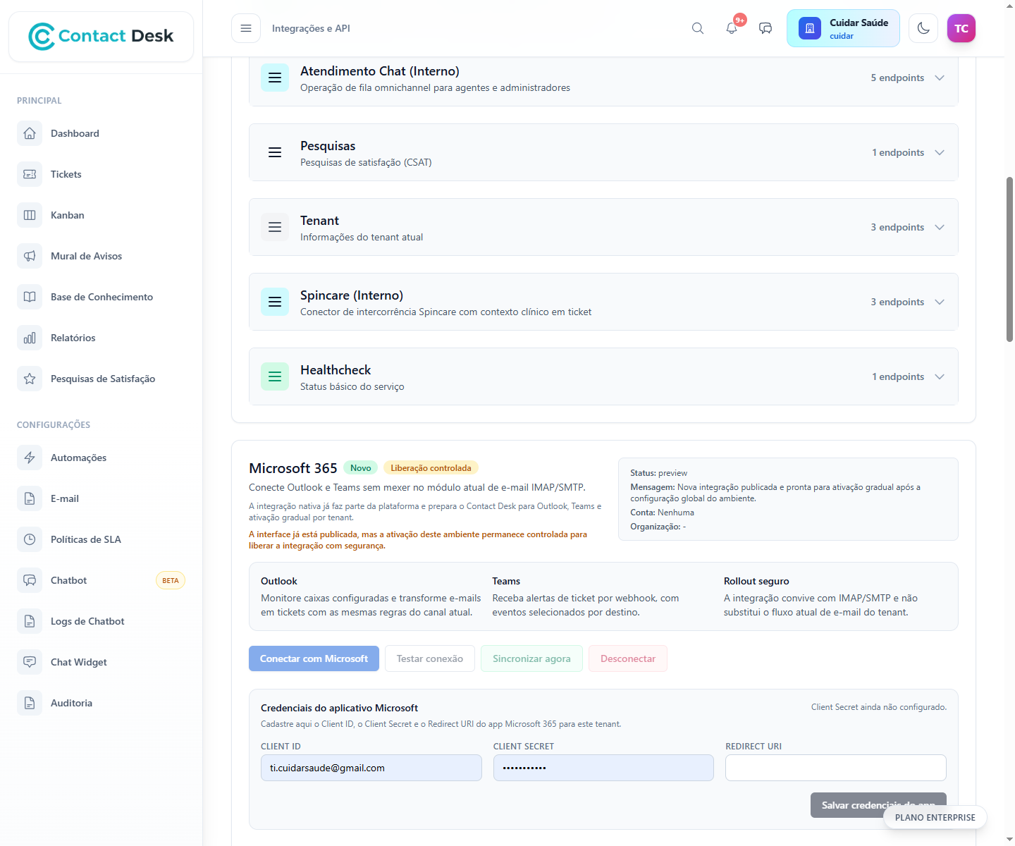 Microsoft 365, Teams e Spincare: como o Contact Desk entra no stack real da operacao